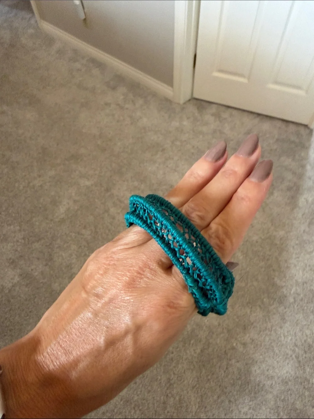 Anthropologie Teal Woven Straw Bangle Bracelet